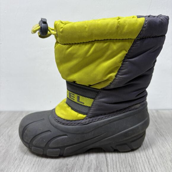 Kids Sorel Boots Short Winter Waterproof Size 11 Lime Green Gray - Picture 6 of 10